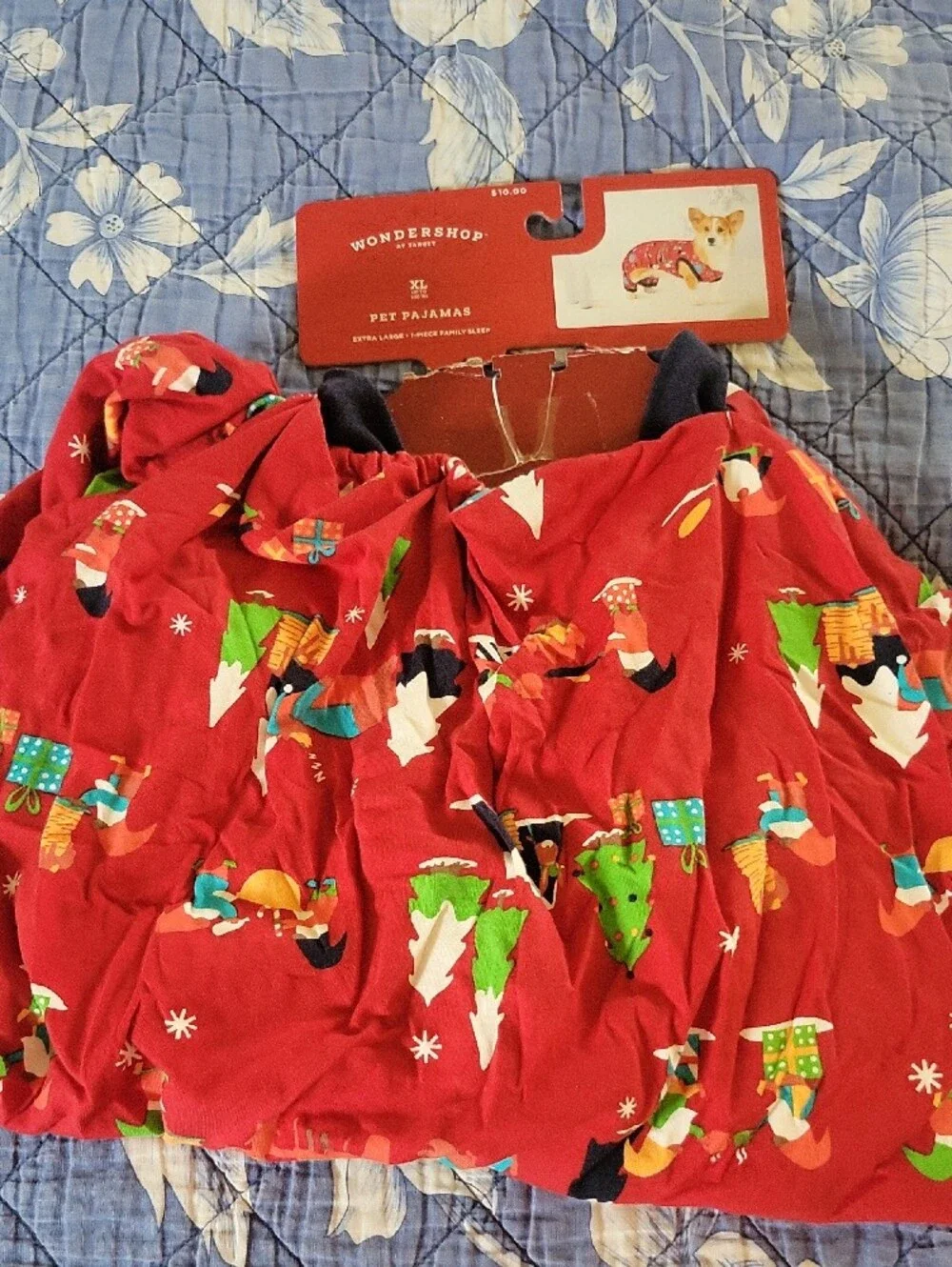 Wondershop Red Pet Dog Pajama Set with Holiday Camping Gnomes New